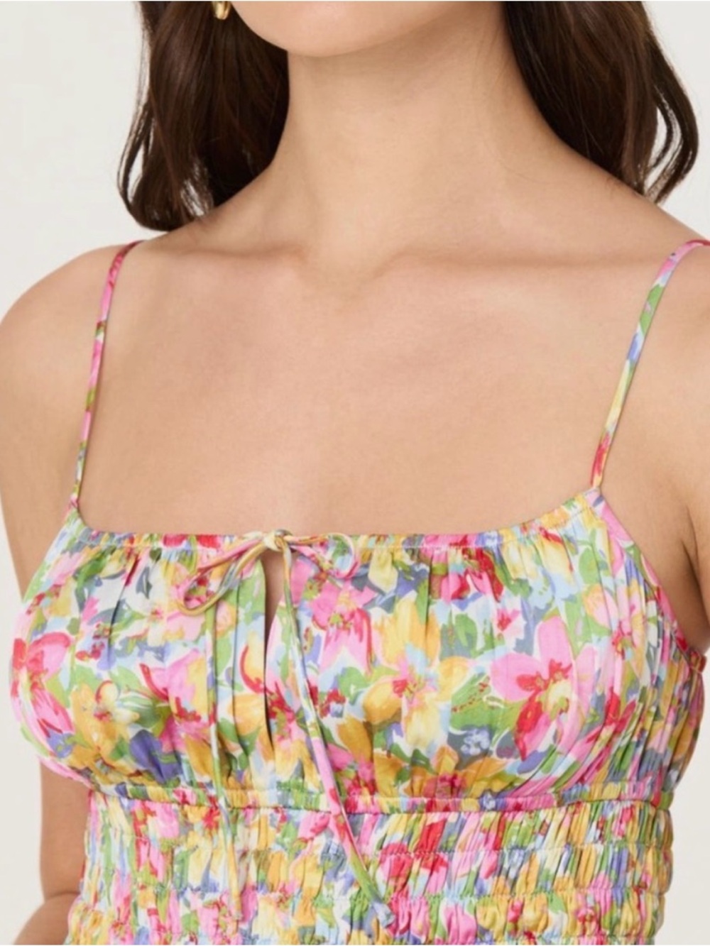 Astr Floral Tie-Front Sundress in Pastel Multicolor - Picture 2 of 6